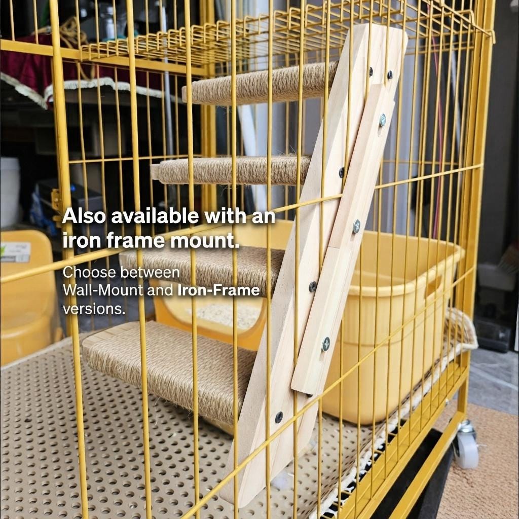 Cat Perch Wall Ladder, Wooden Cat Shelves with Sisal Steps