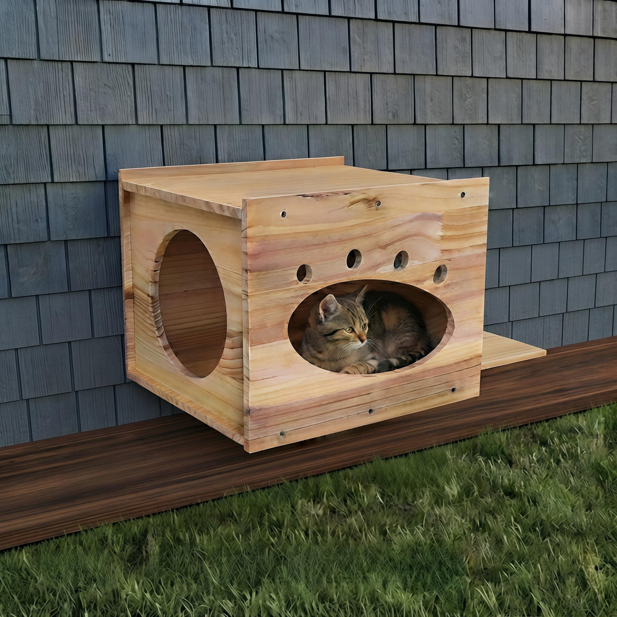 Wall Mounted Cat Bed & Perch, Wooden Cat House, Cat Cave Bed