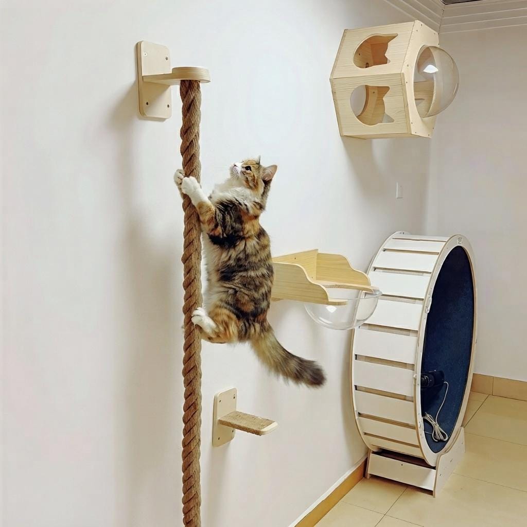 Wall Cat Scratcher, Cat Climbing Rope, Indoor Cat Playground & Enrichment