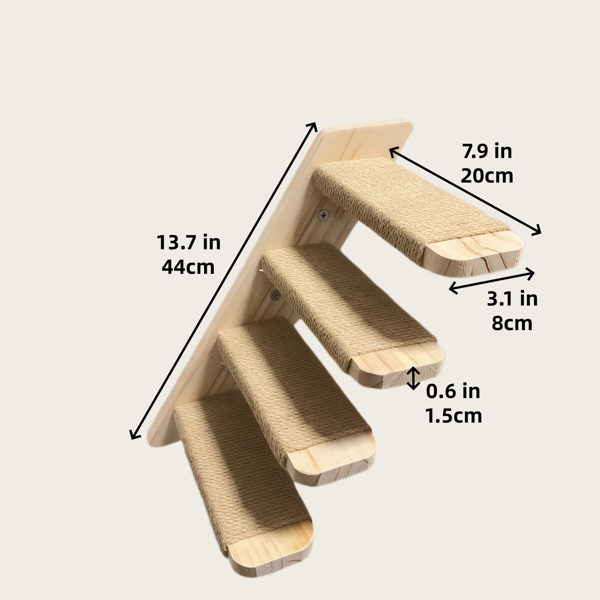 Cat Perch Wall Ladder, Wooden Cat Shelves with Sisal Steps