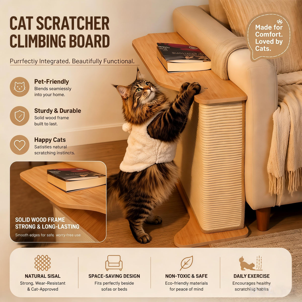 Sisal Cat Scratcher Side Table,  Sofa Side Cat Furniture