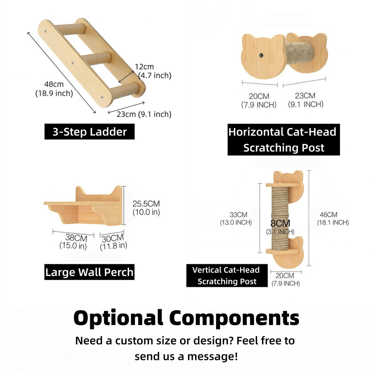 Floating Cat Bed, Cat Shelves, Climbing Bridge, Scratching Post, Cat Playground Furniture