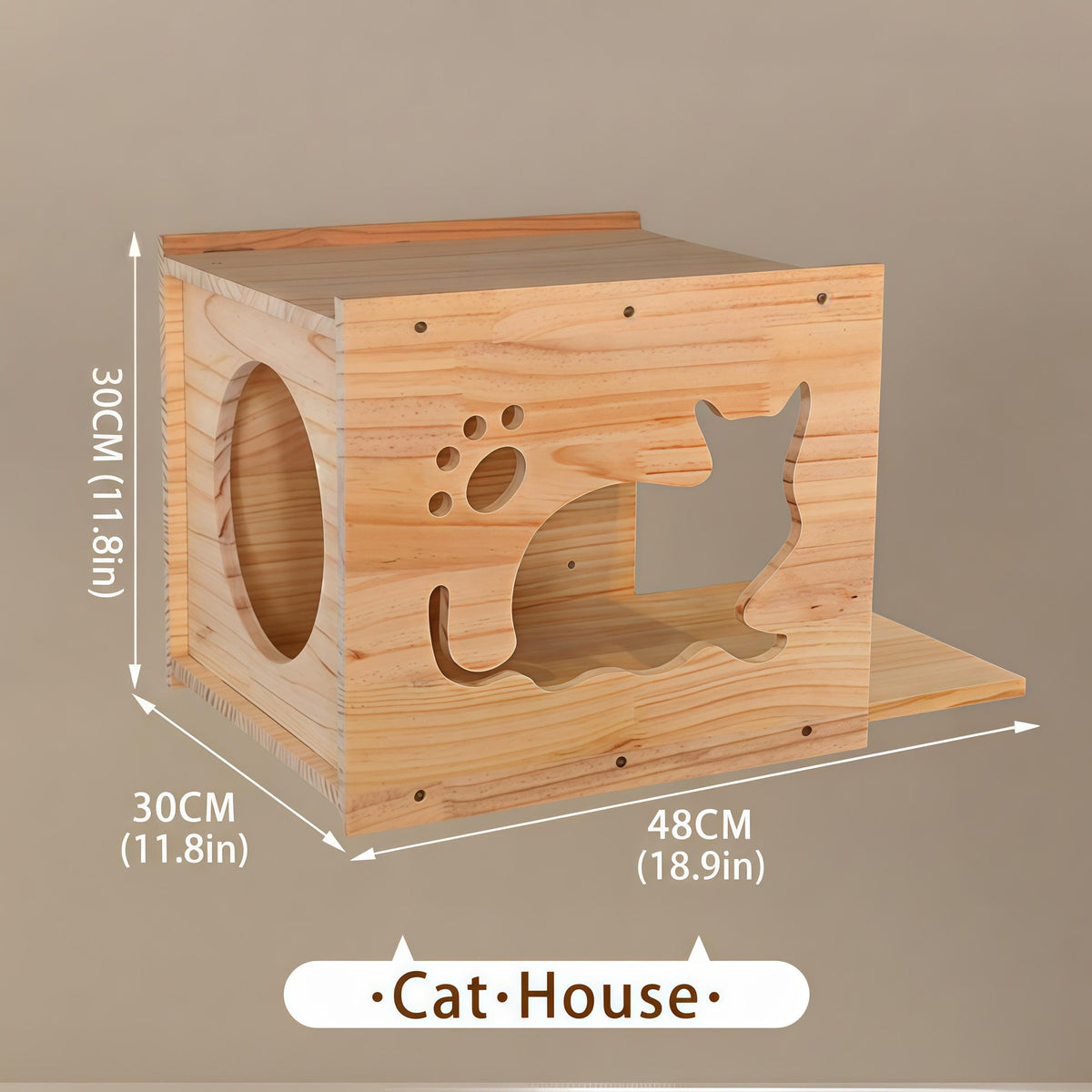 Wall Mounted Cat Bed & Perch, Wooden Cat House, Cat Cave Bed