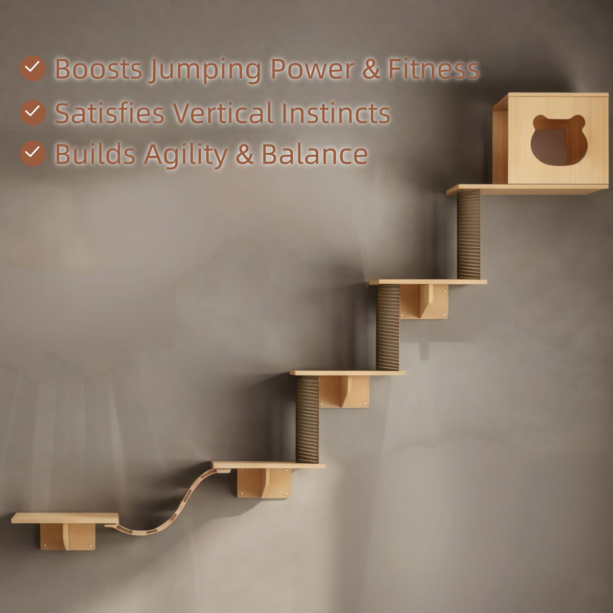 Wall Mounted Cat Cave Wall, Bridges, Scratching Posts, Cat Playground Furniture