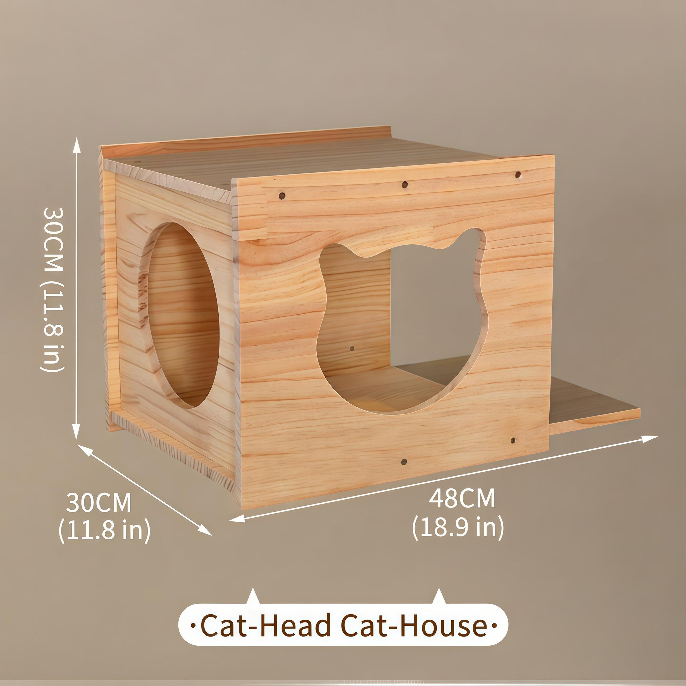 Wall Mounted Cat Bed & Perch, Wooden Cat House, Cat Cave Bed