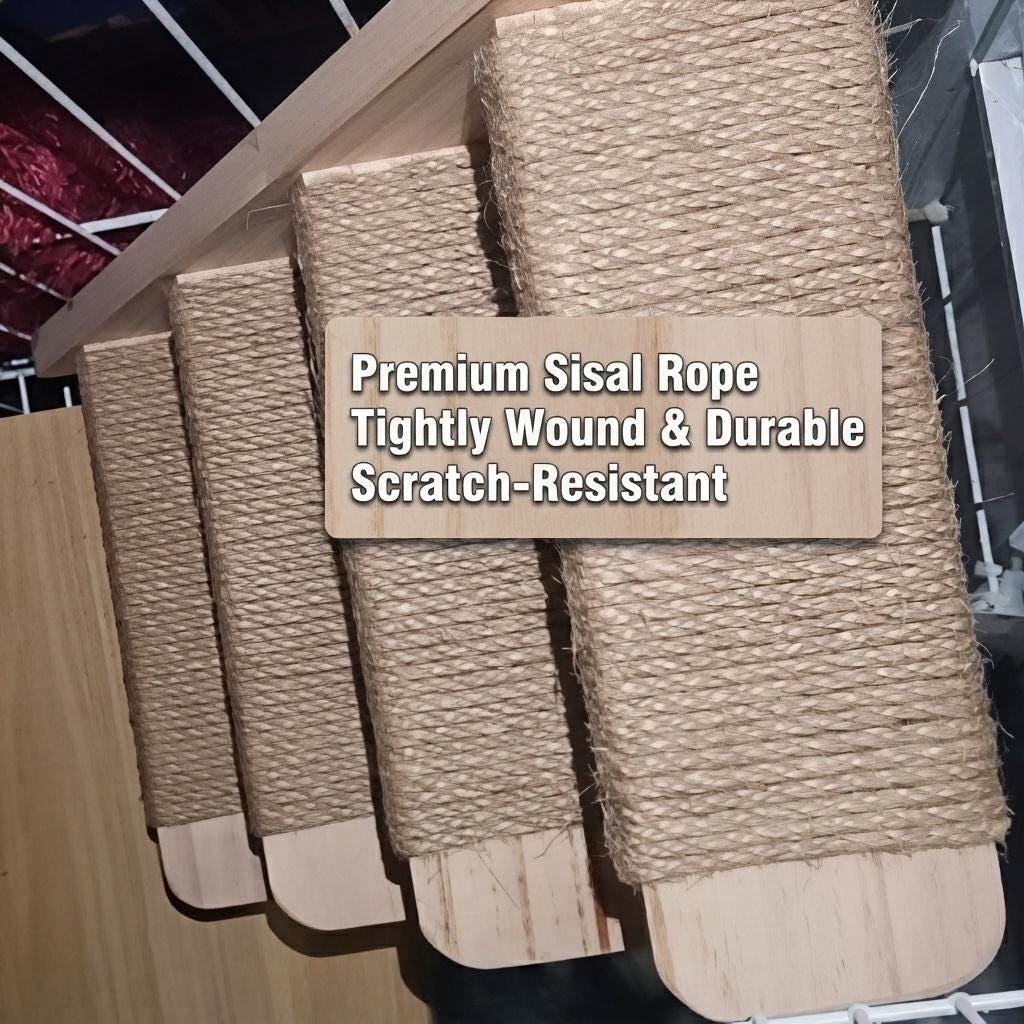 Cat Perch Wall Ladder, Wooden Cat Shelves with Sisal Steps