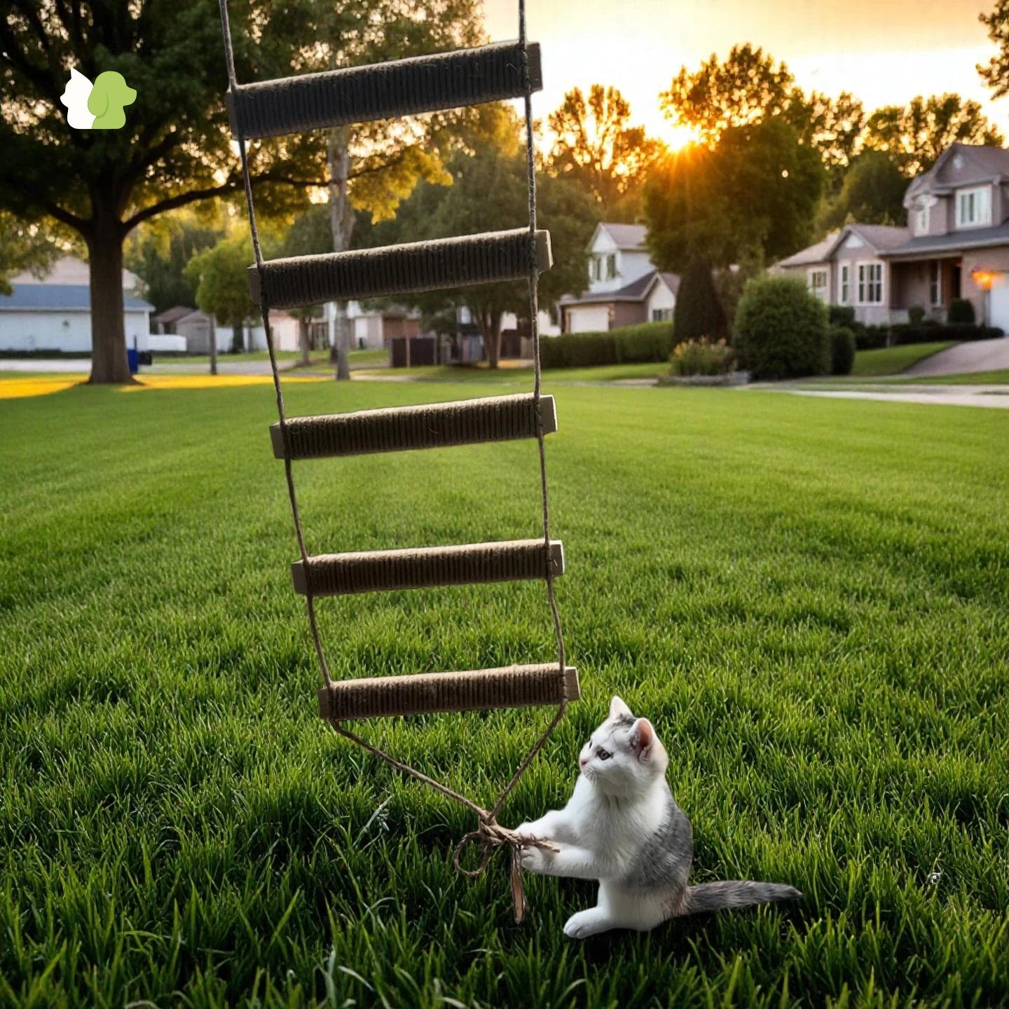 Cat Climbing Rope Ladder