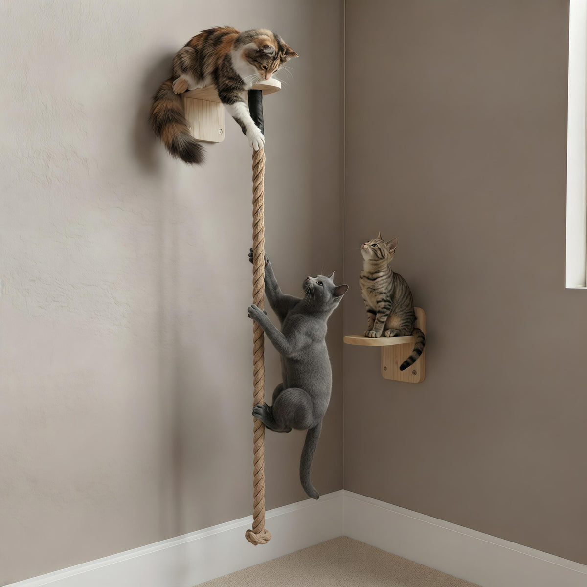 Wall Cat Scratcher, Cat Climbing Rope, Indoor Cat Playground & Enrichment
