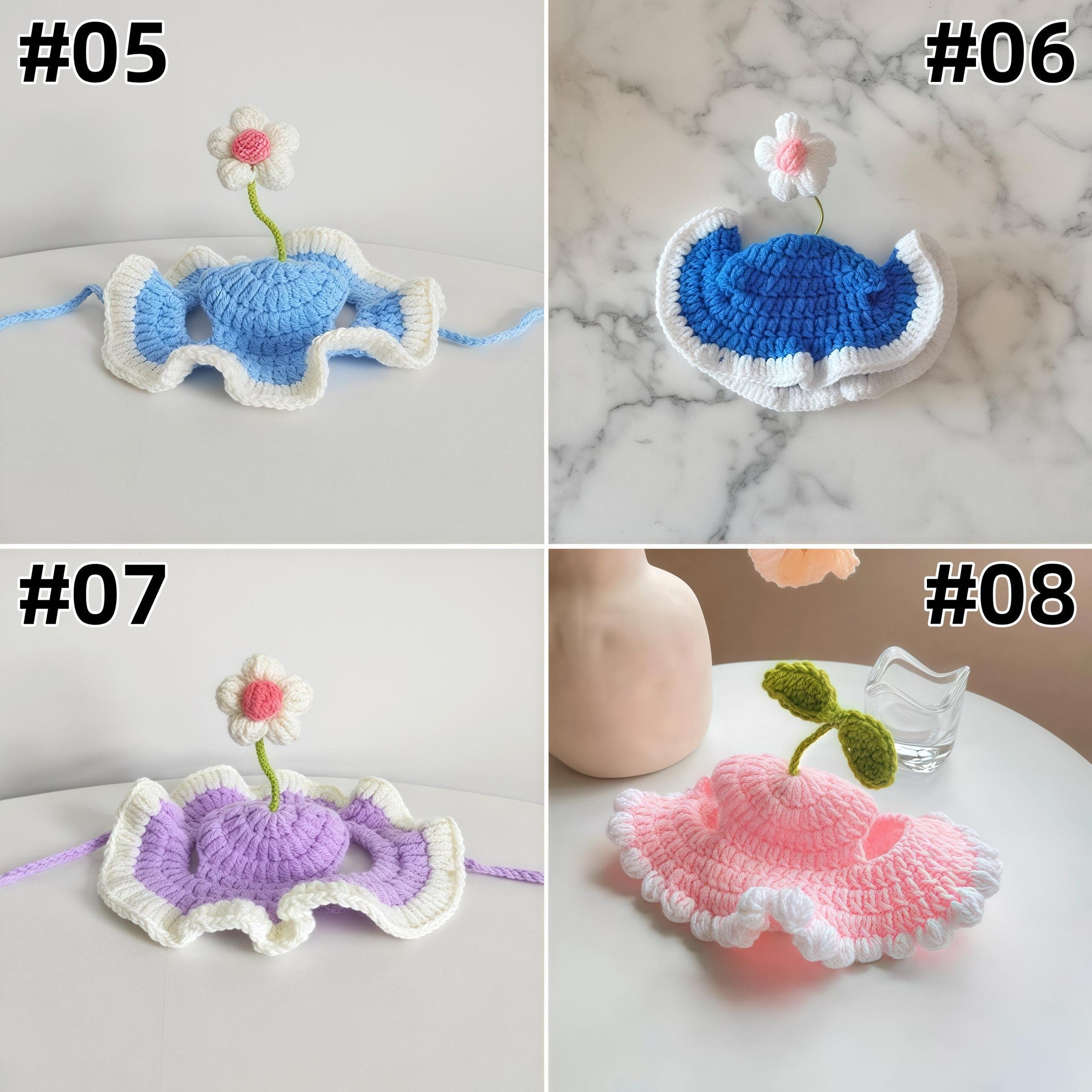 Daisy Ruffle Crochet Pet Bonnet