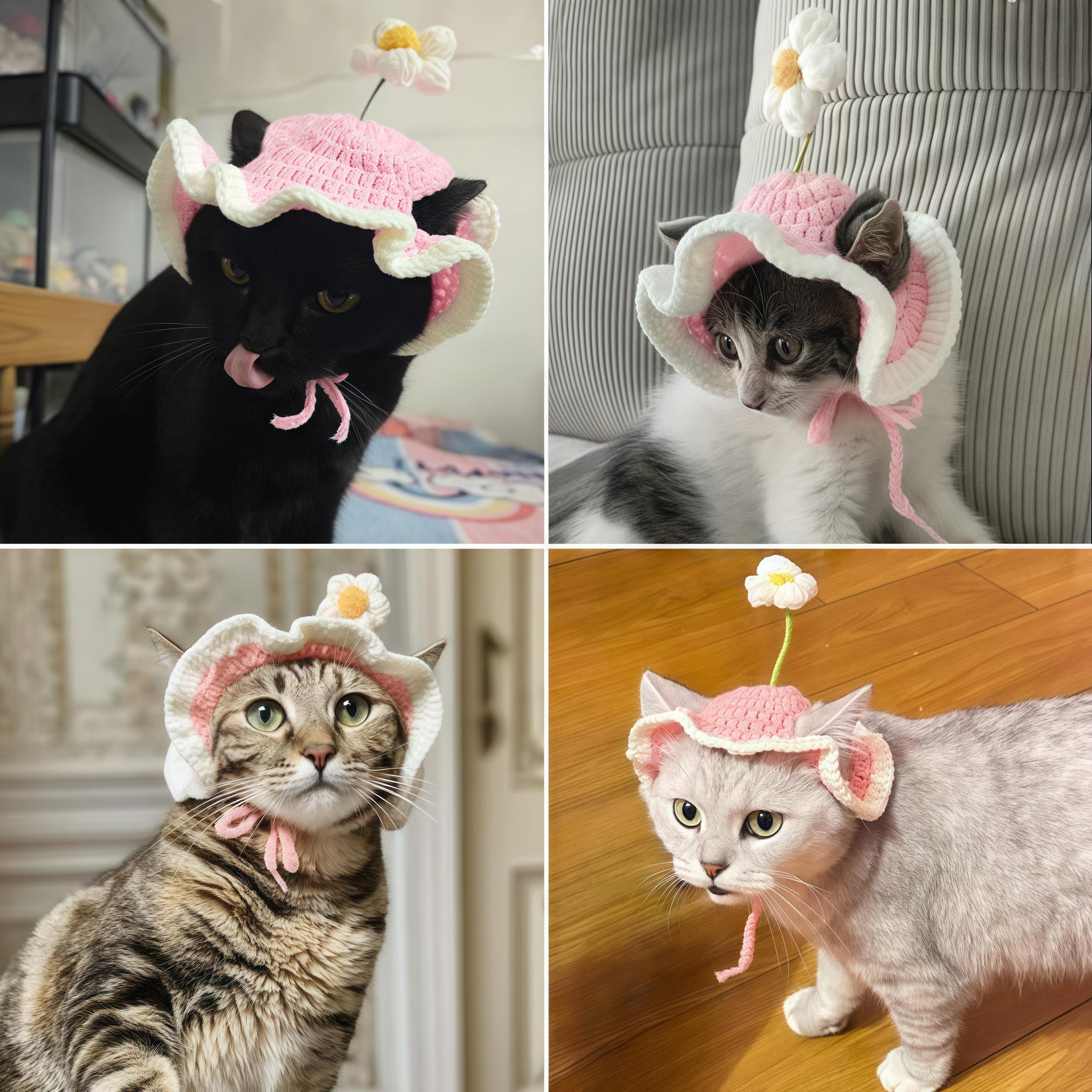 Daisy Ruffle Crochet Pet Bonnet