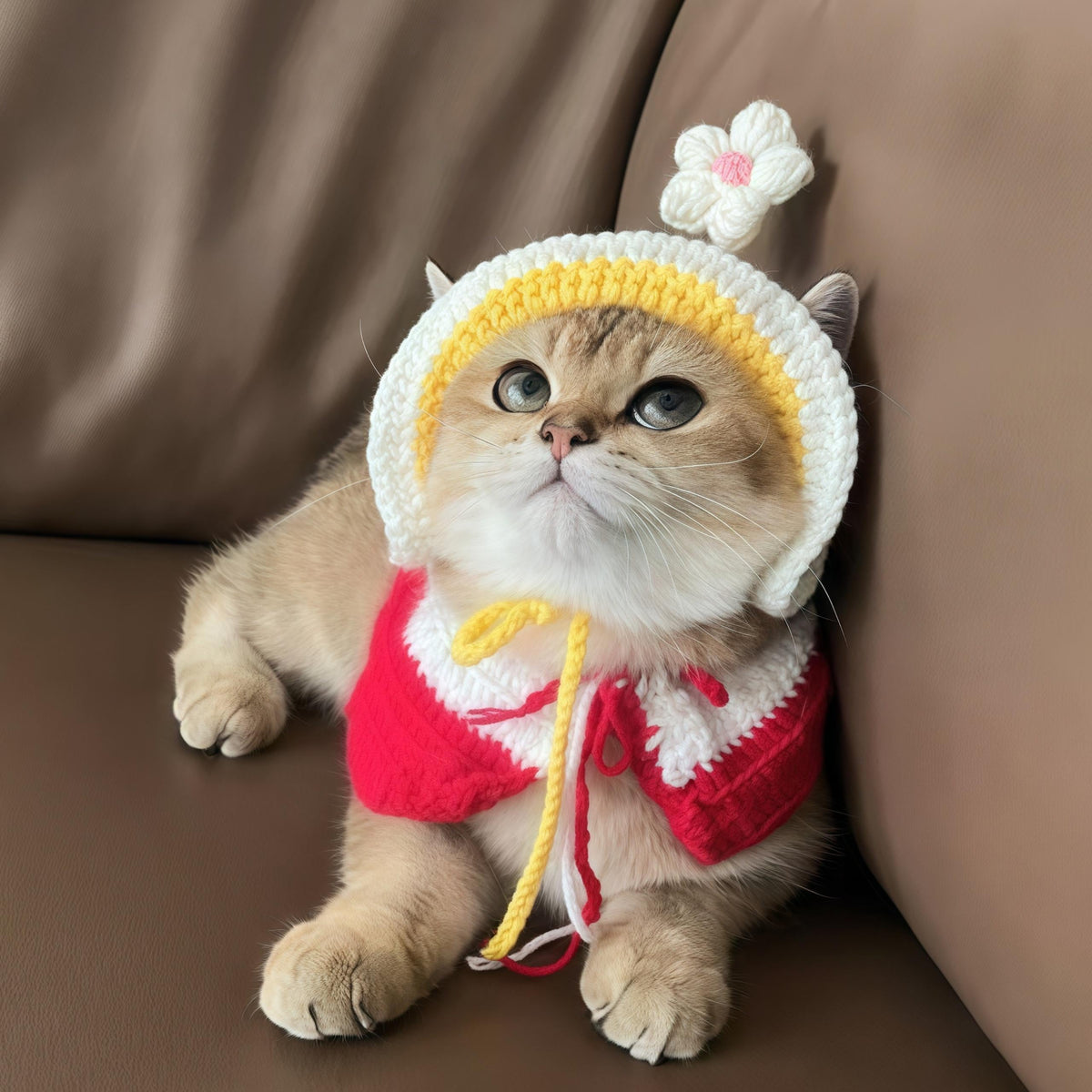 Daisy Ruffle Crochet Pet Bonnet