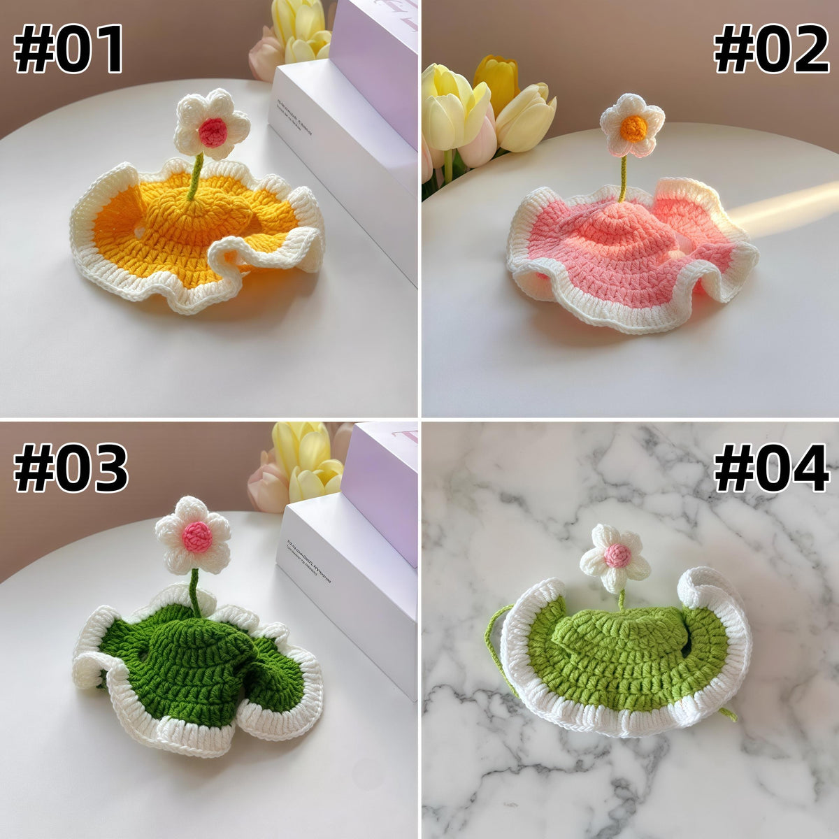 Daisy Ruffle Crochet Pet Bonnet
