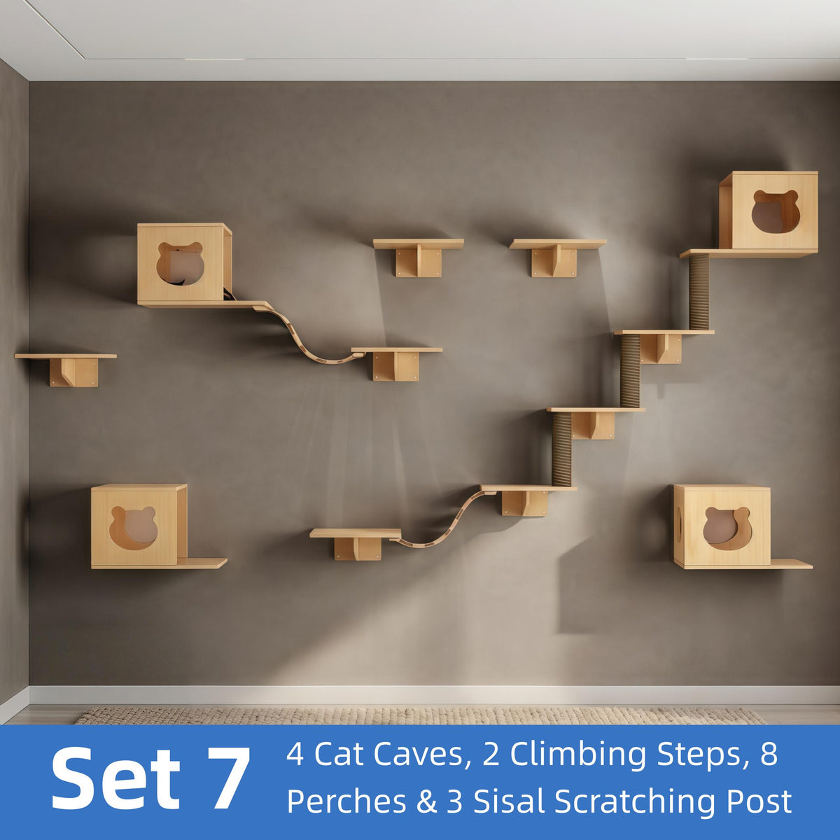Wall Mounted Cat Cave Wall, Bridges, Scratching Posts, Cat Playground Furniture