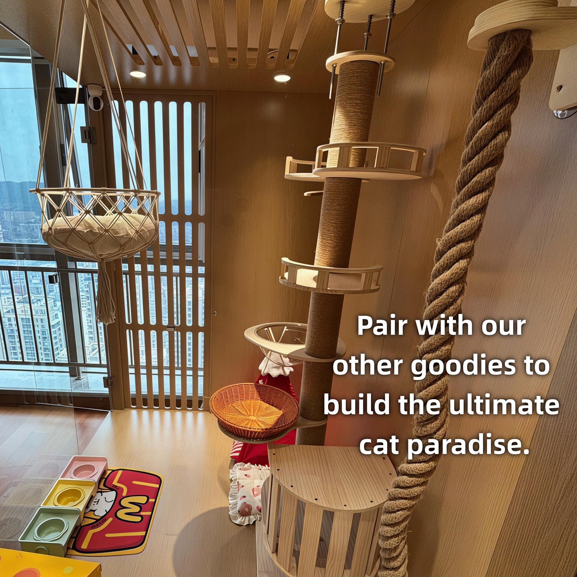 Wall Cat Scratcher, Cat Climbing Rope, Indoor Cat Playground & Enrichment