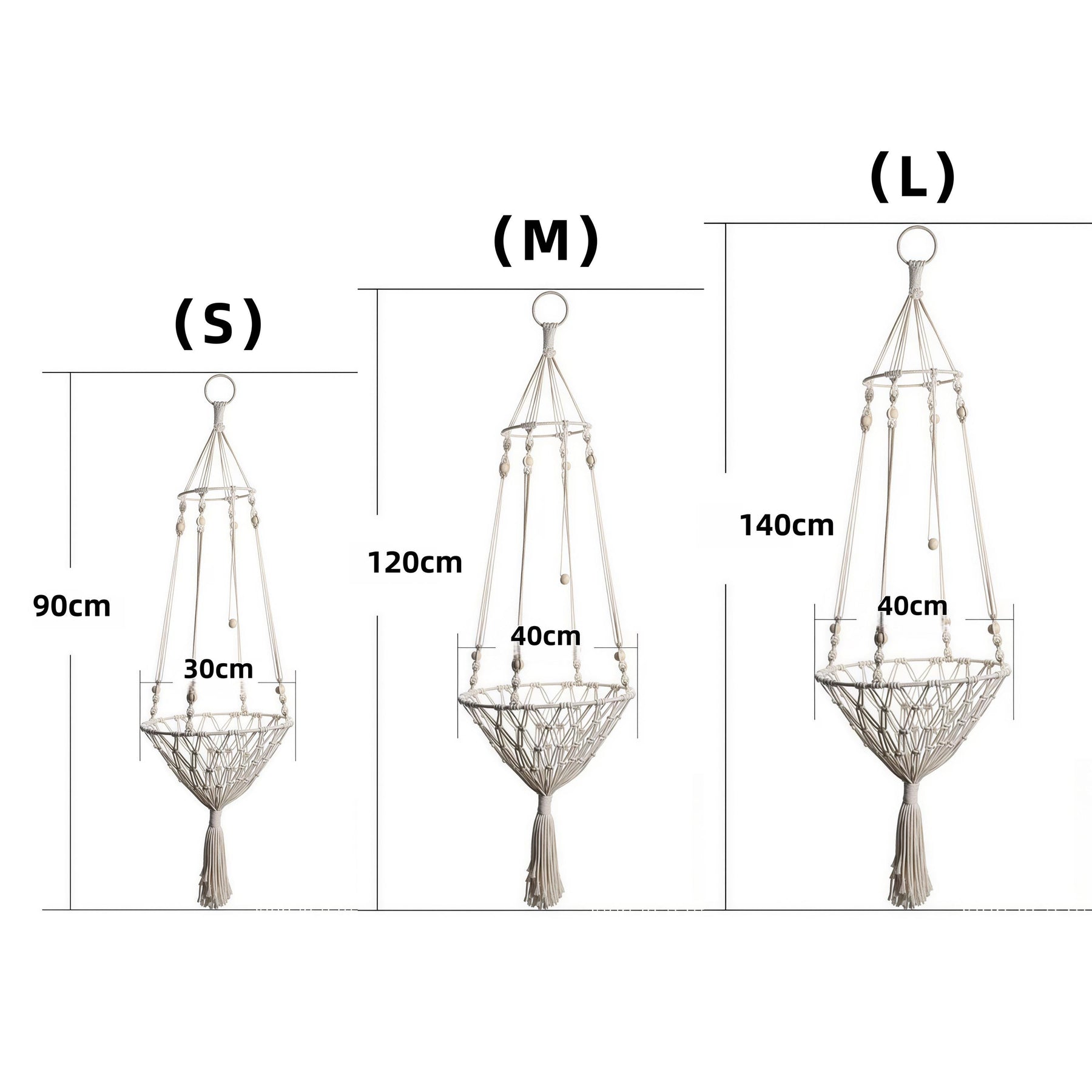 Small, medium, and large hanging cat hammock size comparison